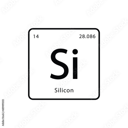 Silicon Periodic Table of element icon vector logo design template