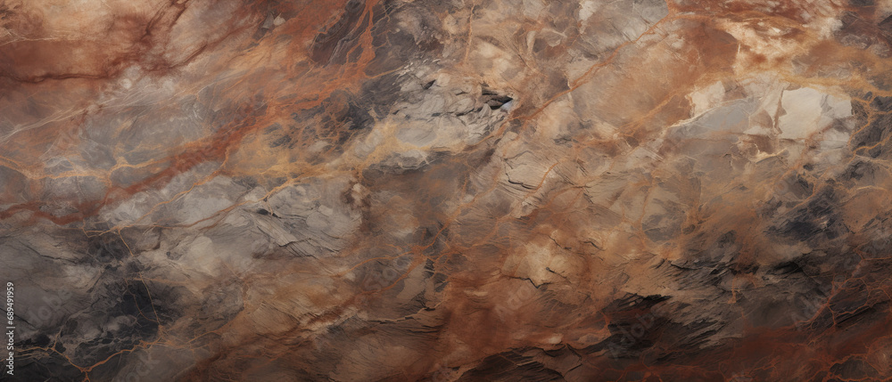 Nature's rugged beauty captured in the intricate patterns of a wild, earth-toned rock, marble texture, Colorful background with copy space for design