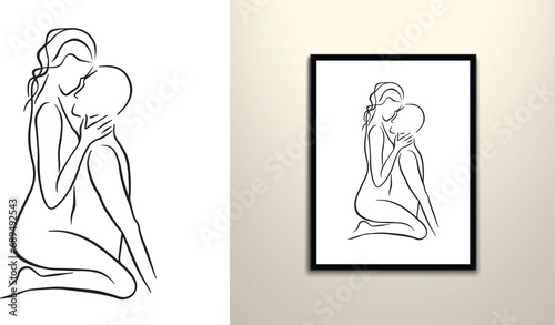 Girl and boy lovely kissing artwork 