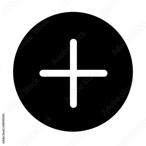 white plus add icon on black circle button isolated on transparent background vector illustration for add to cart button add item