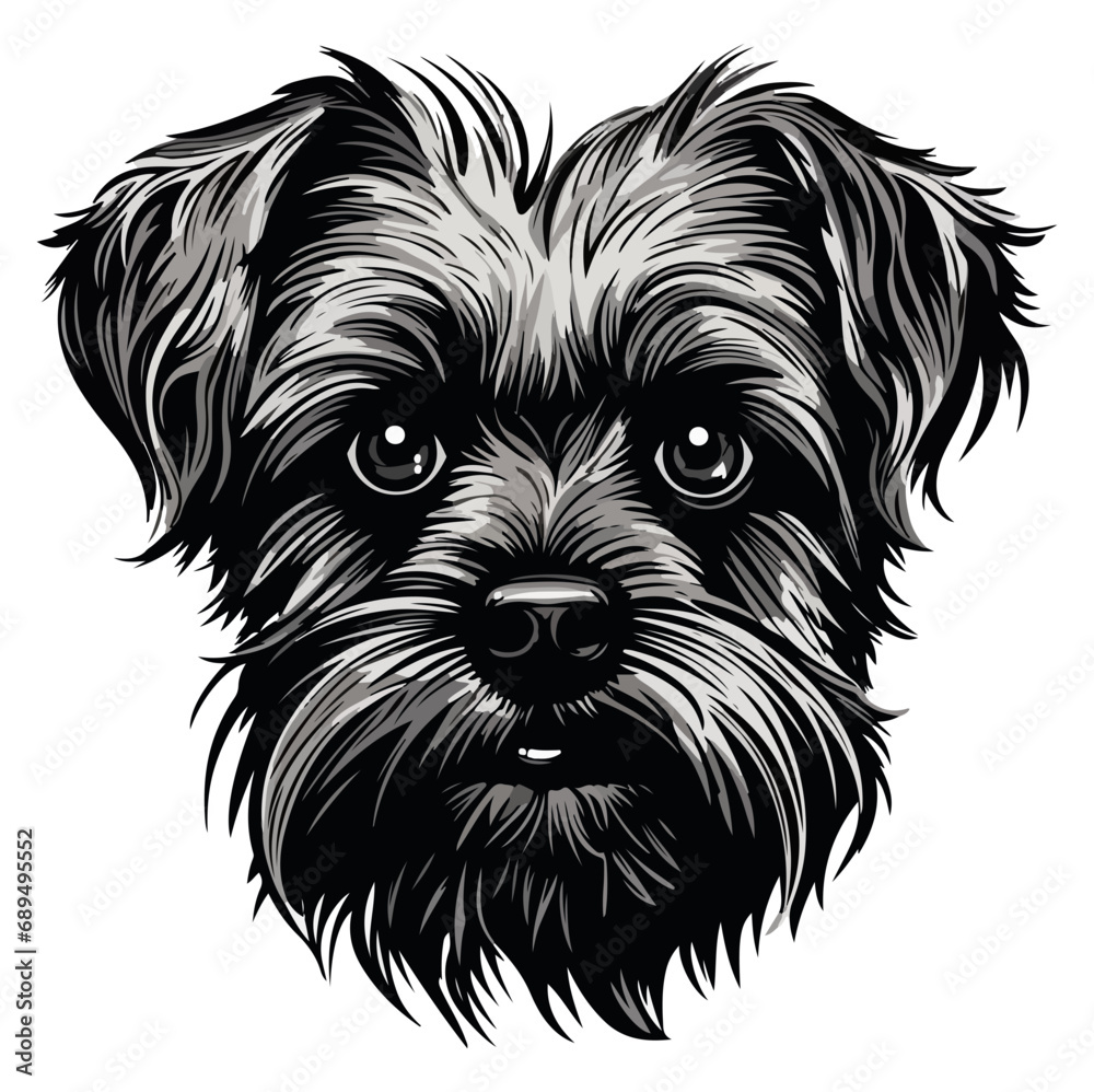 Affenpinscher dog head mascot logo illustration, dog character, generative ai