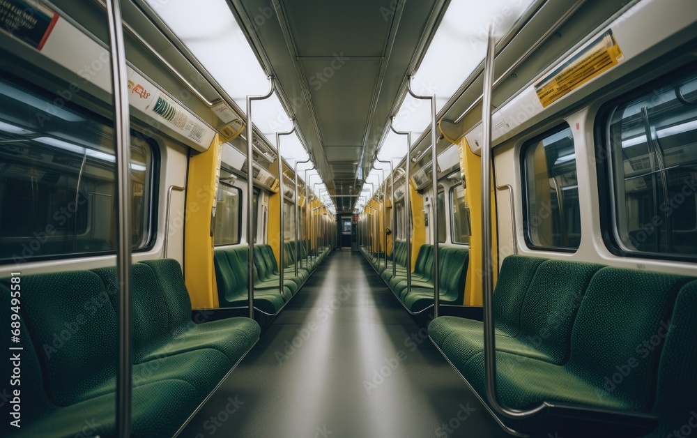 Fototapeta premium Interior of a subway car with seats