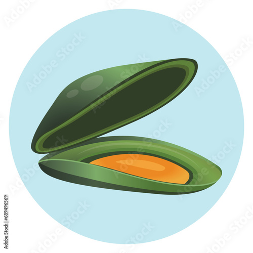 mussel vector illustration isolated on blue background