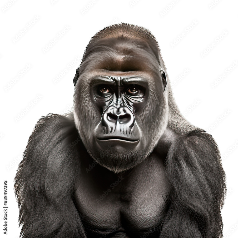 Gorilla photograph isolated on white background