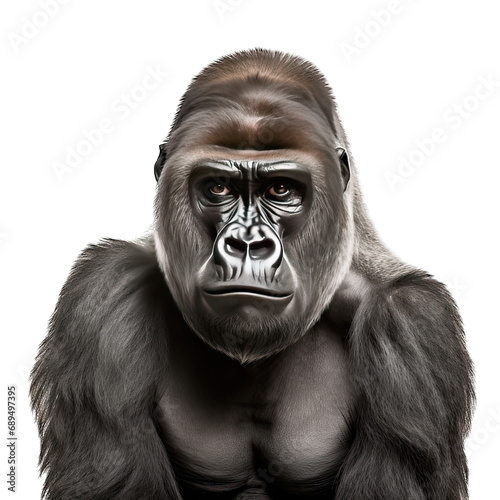 Gorilla photograph isolated on white background © Herlita