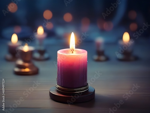 All Saints Day a Christian Holy Day. candle light glowing on table, faith, religion concept.