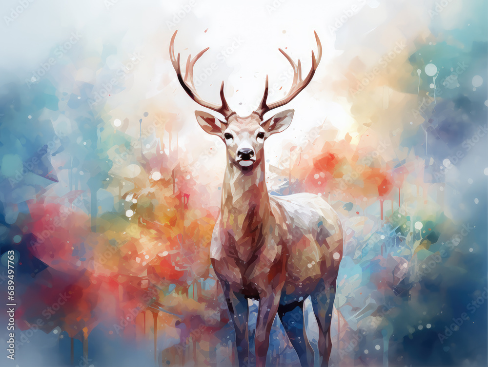 Watercolor deerhead animal photo on white background. Watercolor deerhead animal photo on white background.