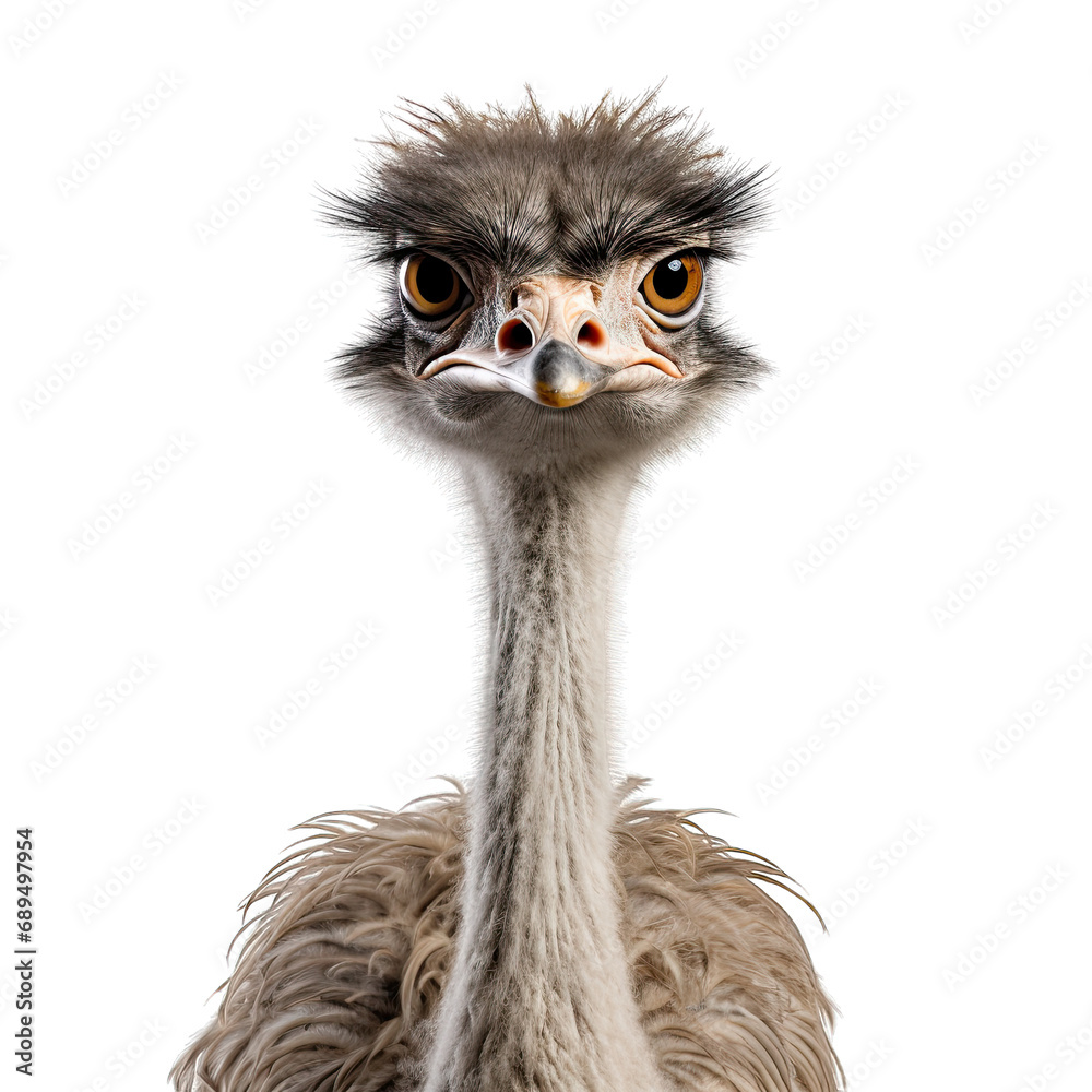 Ostrich photograph isolated on white background