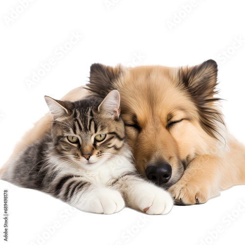 Cat and dog Sleeping Together