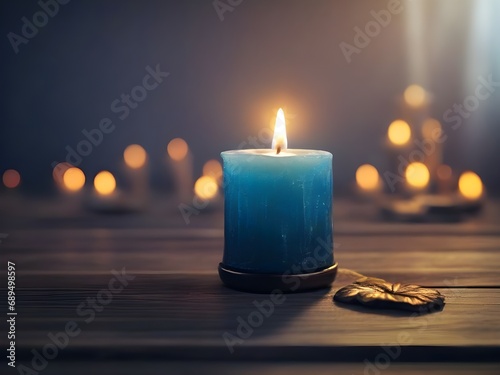 All Saints Day a Christian Holy Day. candle light glowing on table, faith, religion concept.