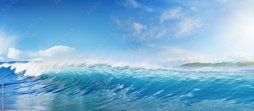 Gorgeous serene wave in tropical paradise with blue sky