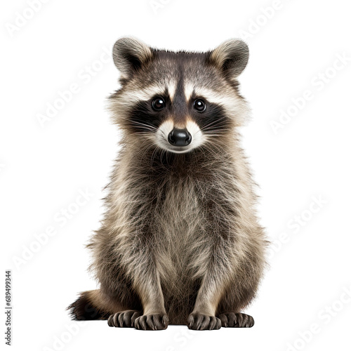 Raccoon photograph isolated on white background