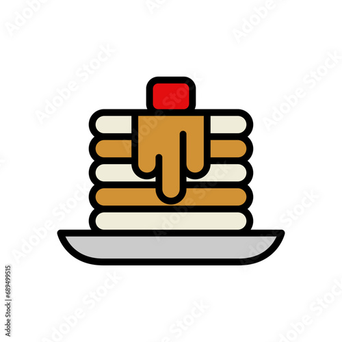 Pancake Icon Vector, Cartoon Style