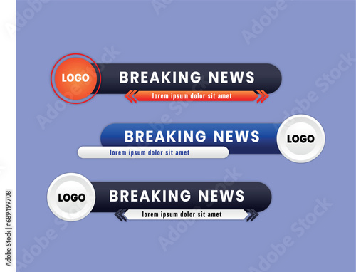 Geometric colorful lower thirds set template vector. modern, simple, clean design style. 