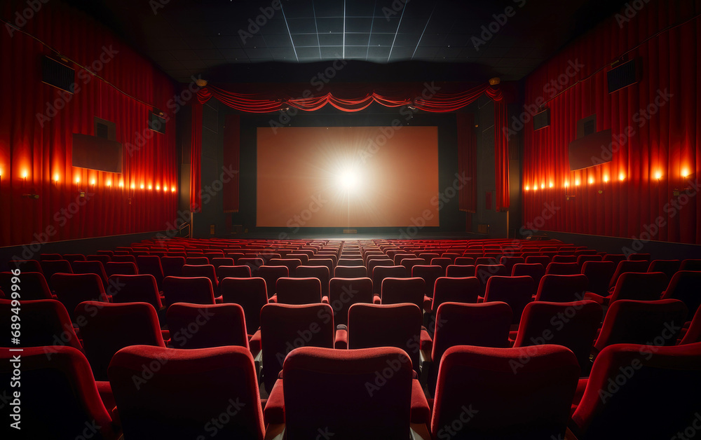 Empty cinema hall with red seats. Movie theatre Empty cinema hall with red seats. Movie theatre