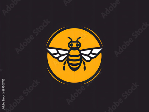 Bee yellow symbol design. Logo fly bee eazy created photo