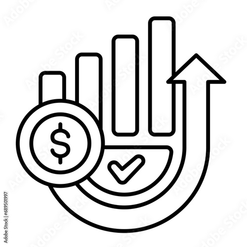 Growth vector icon on line