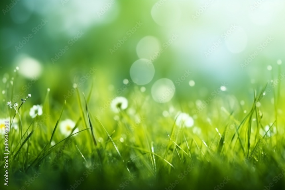 art abstract spring background or summer background with fresh grass. generative ai.