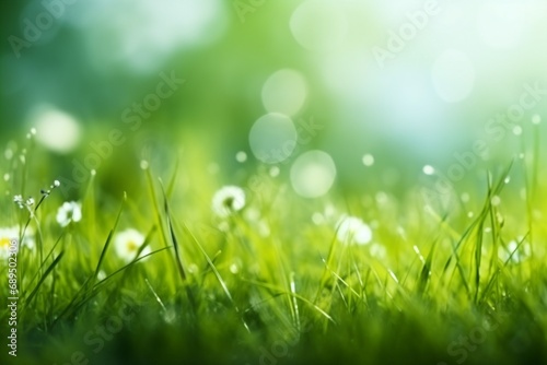 art abstract spring background or summer background with fresh grass. generative ai.