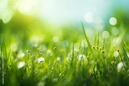 art abstract spring background or summer background with fresh grass. generative ai.