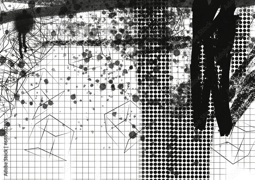 Items needed for collage, ink stains and grids, various black backgrounds, vector designs Items needed for collage, ink stains and grids, various black backgrounds, vector designs