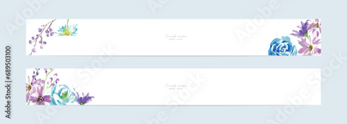 水彩画。水彩タッチの花のイラストポストカードテンプレートセット。フラワーイラストの招待状。Watercolor. Watercolor touch floral illustration postcard template set. Flower illustration invitations.
