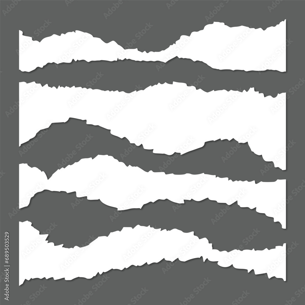 Set of white torn paper vector