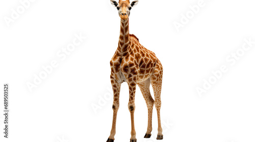 A giraffe standing , isolated on transparent or white background, png
