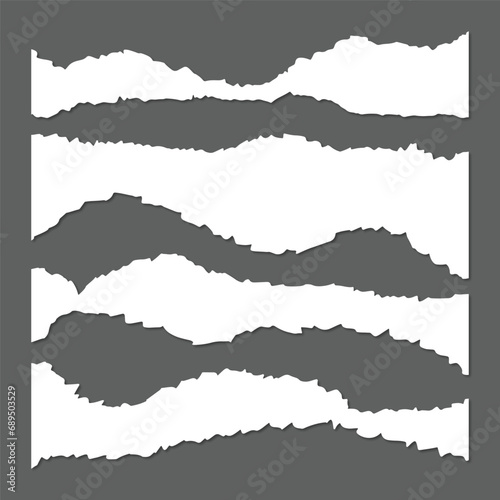 Set of white torn paper vector