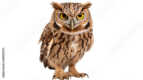 A close up of an owl, isolated on transparent or white background, png © Daniel