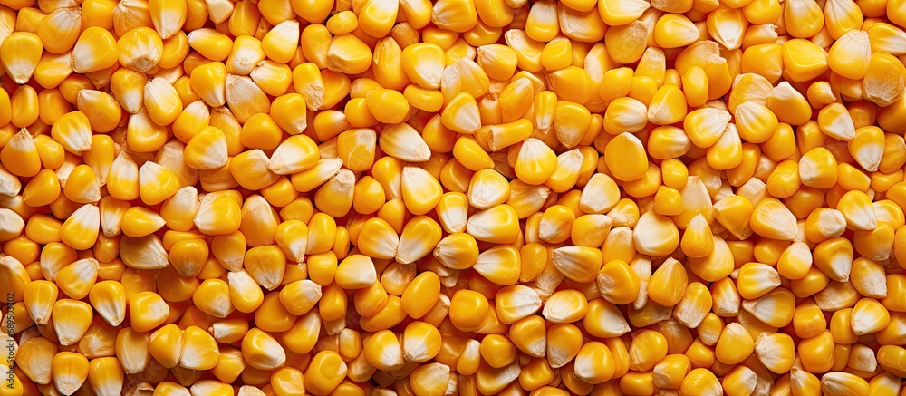 Background with patterned yellow popcorn seeds Background with patterned yellow popcorn seeds