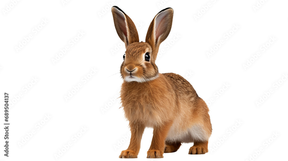 A brown rabbit with long ears