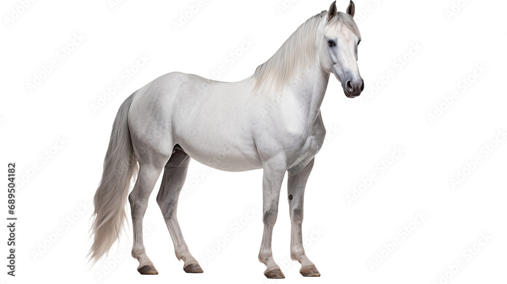 A white horse , isolated on transparent or white background, png