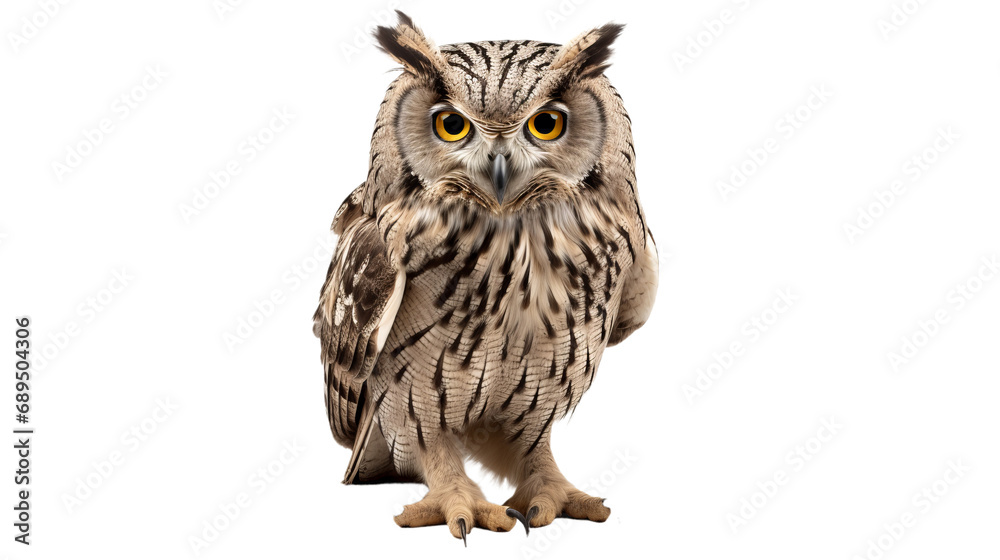 A close up of an owl, isolated on transparent or white background, png A close up of an owl, isolated on transparent or white background, png