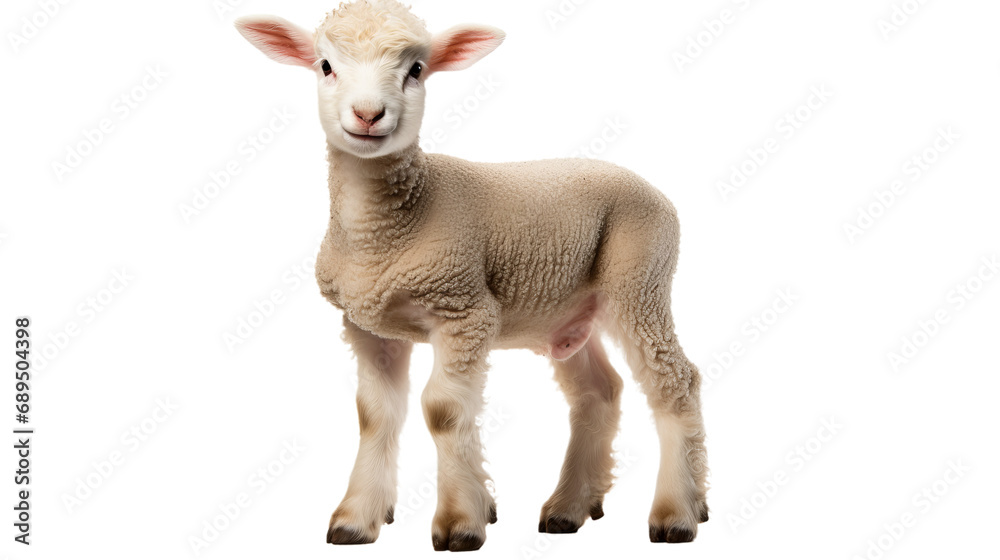 A close up of a sheep, isolated on transparent or white background, png