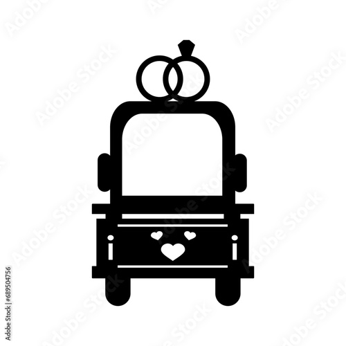 Mockup Car for a photo frame. Silhouette. Love, wedding, Valentine's Day. Vector