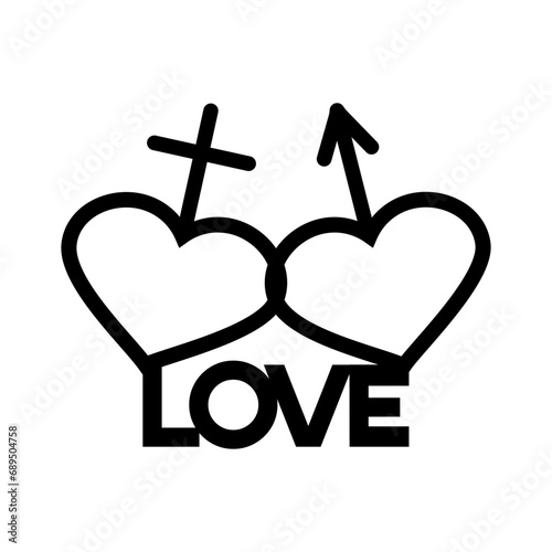 Mockup Love for a photo frame. Silhouette. Love, wedding, Valentine's Day. Vector