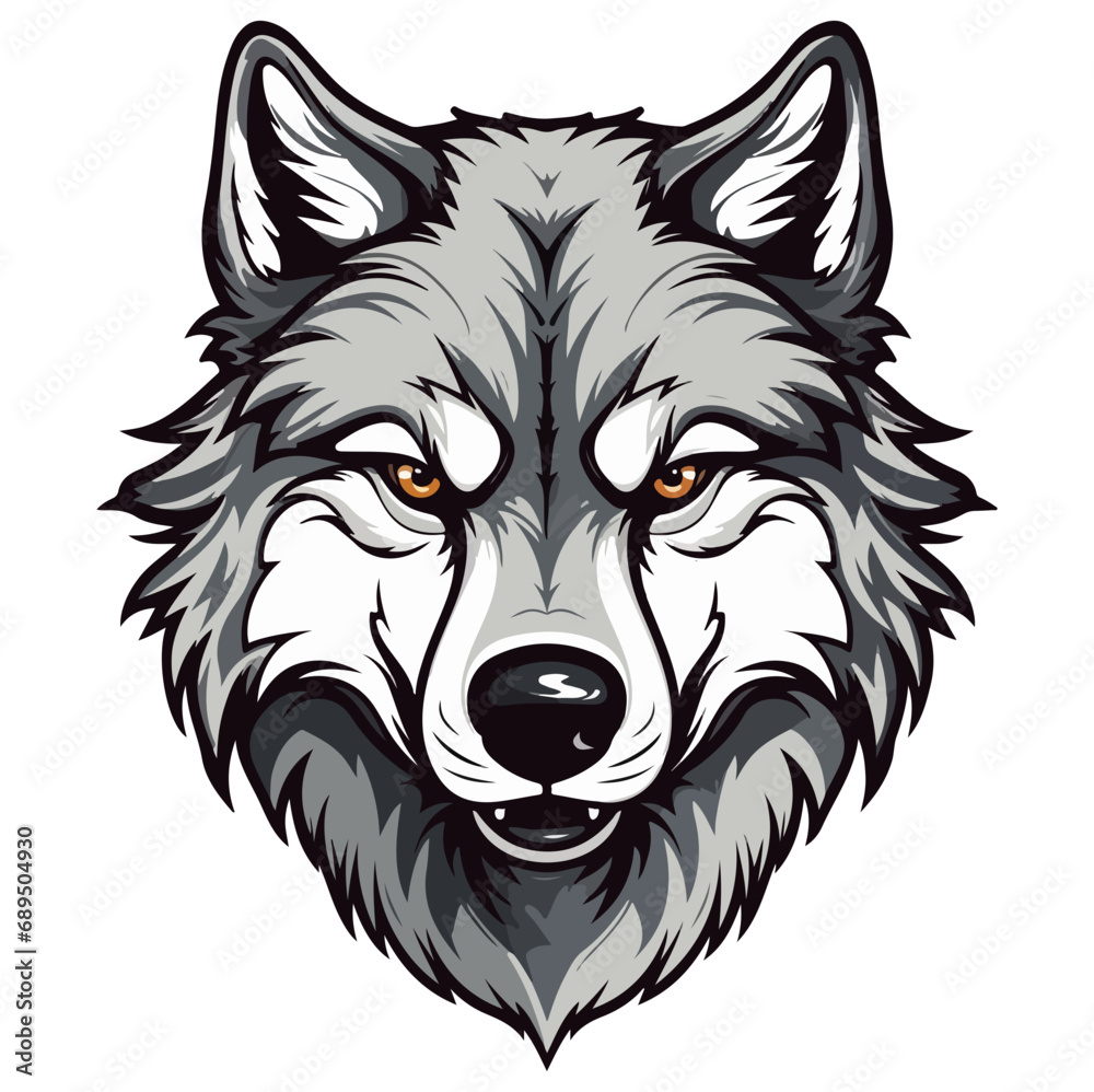 Wolf head mascot logo illustration, generative ai