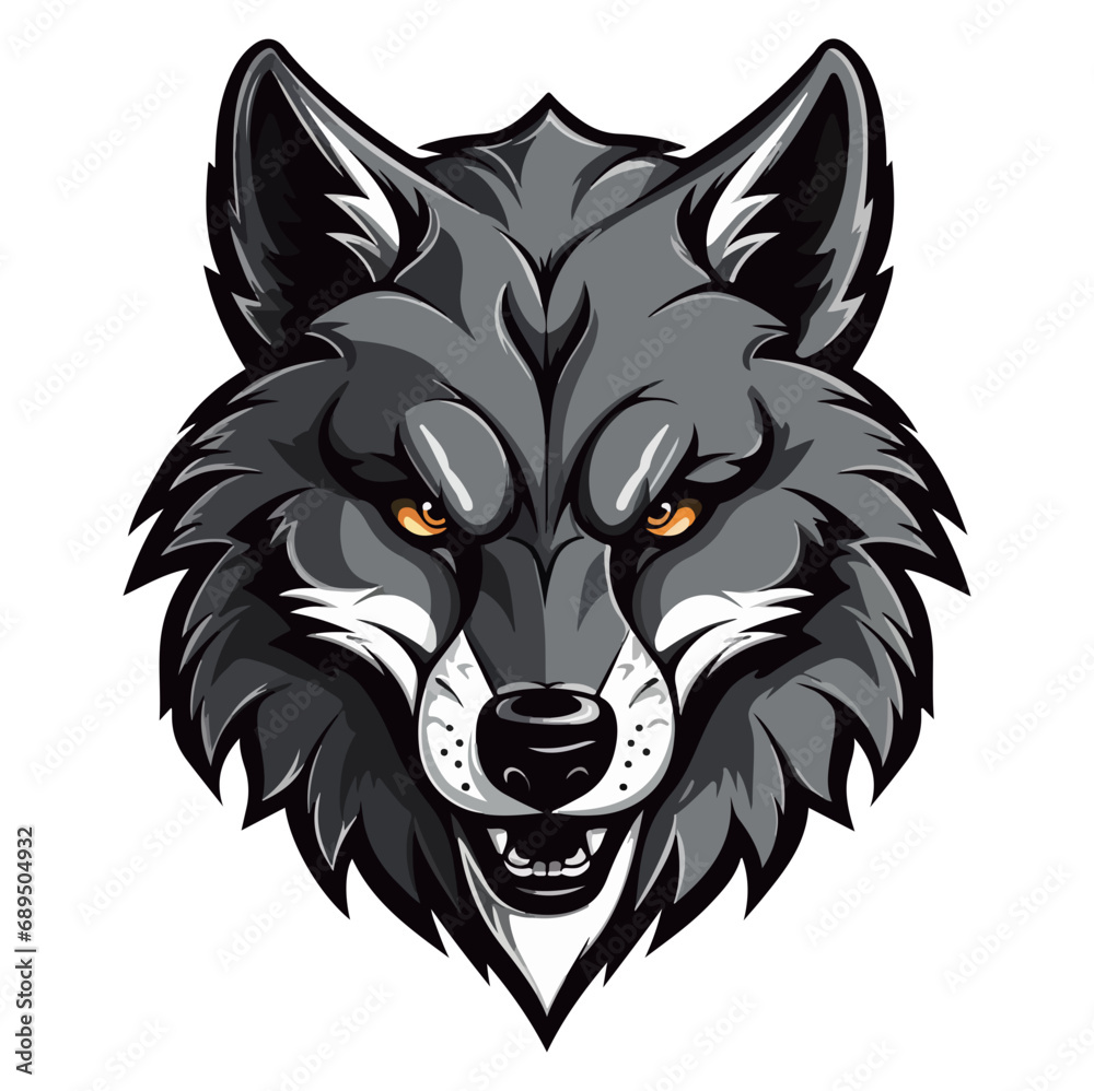 Wolf head mascot logo illustration, generative ai