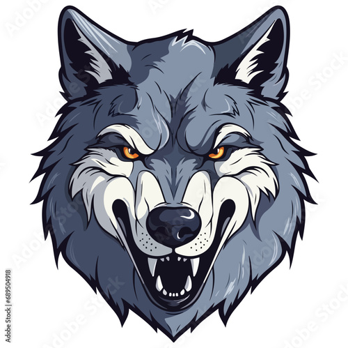 Wolf head mascot logo illustration, generative ai