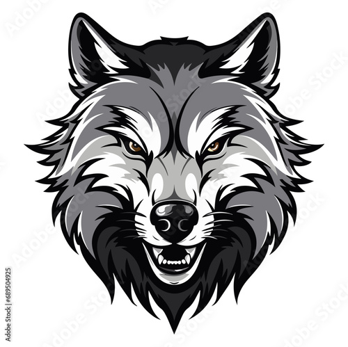 Wolf head mascot logo illustration, generative ai