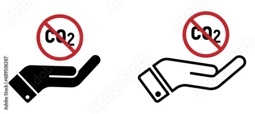 Trendy CO2 reduction flat vector icons set