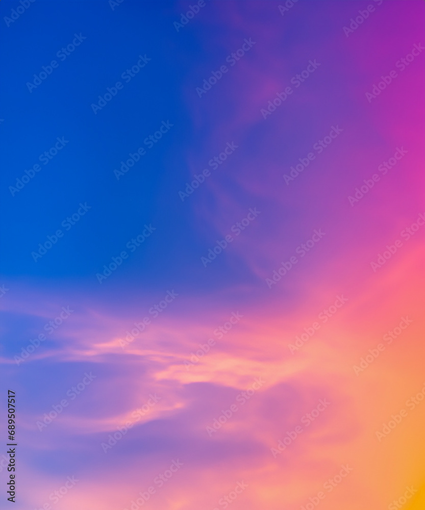 Obraz premium Sky midday sunlight beams rainbow pastel gradient pale orange-pink purple-blue dramatic. Beautiful sunny day soft light clouds blur background