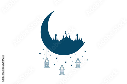 Eid al adha bakrid festival social media post or banner template with mosque, moon white background Islamic design Vector file