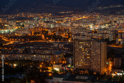 Old soviet residential district Gldani at night. Tbilisi