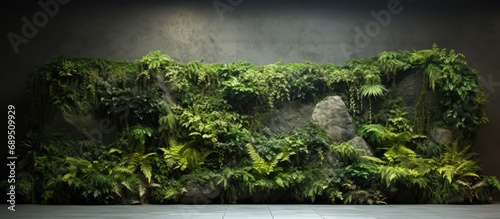 Indoor wall adorned with plants and moss photo
