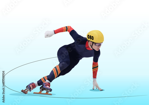 Short Track Speed Skating. 3d vector color illustration photo