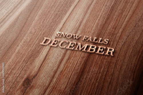 Snowfalls December Beautiful Text Design illustration