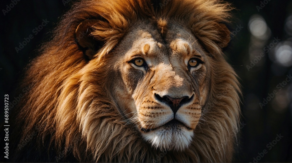 AI generated illustration of a closeup portrait of a lion