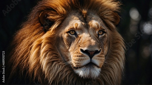 AI generated illustration of a closeup portrait of a lion